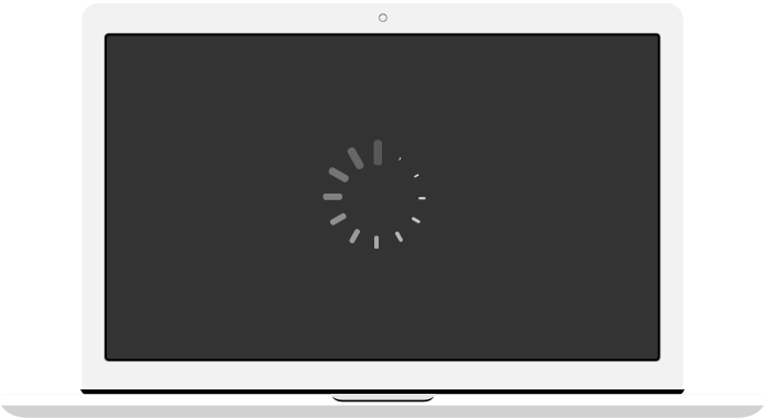 laptop screen with a spinning icon